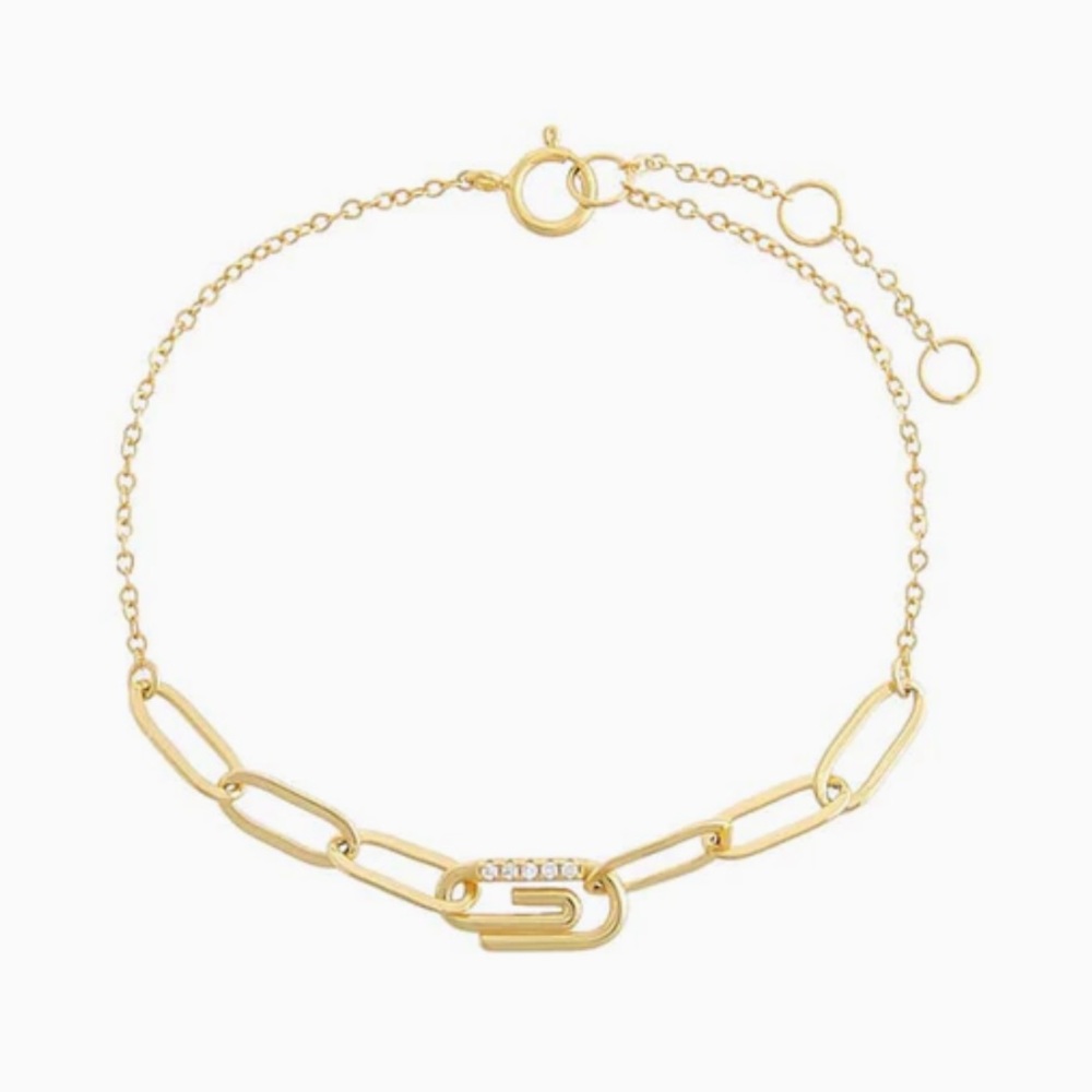 NWT | Adina Eden Pavé Safety Pin Paperclip Bracelet